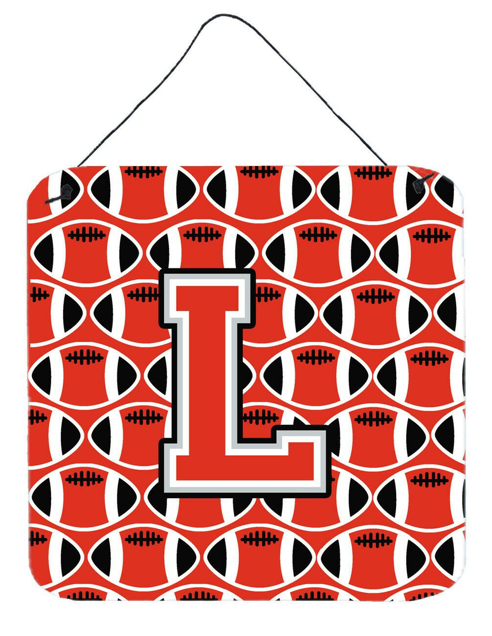 Letter L Football Scarlet and Grey Wall or Door Hanging Prints CJ1067-LDS66 by Caroline's Treasures