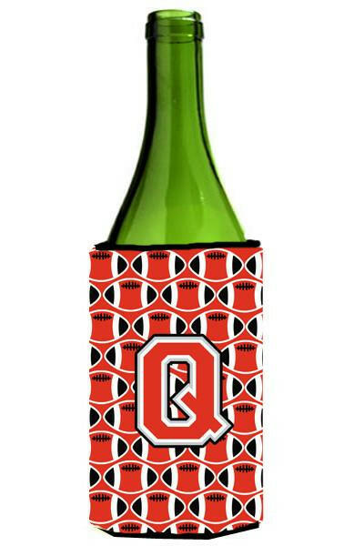 Letter Q Football Scarlet and Grey Wine Bottle Beverage Insulator Hugger CJ1067-QLITERK by Caroline's Treasures