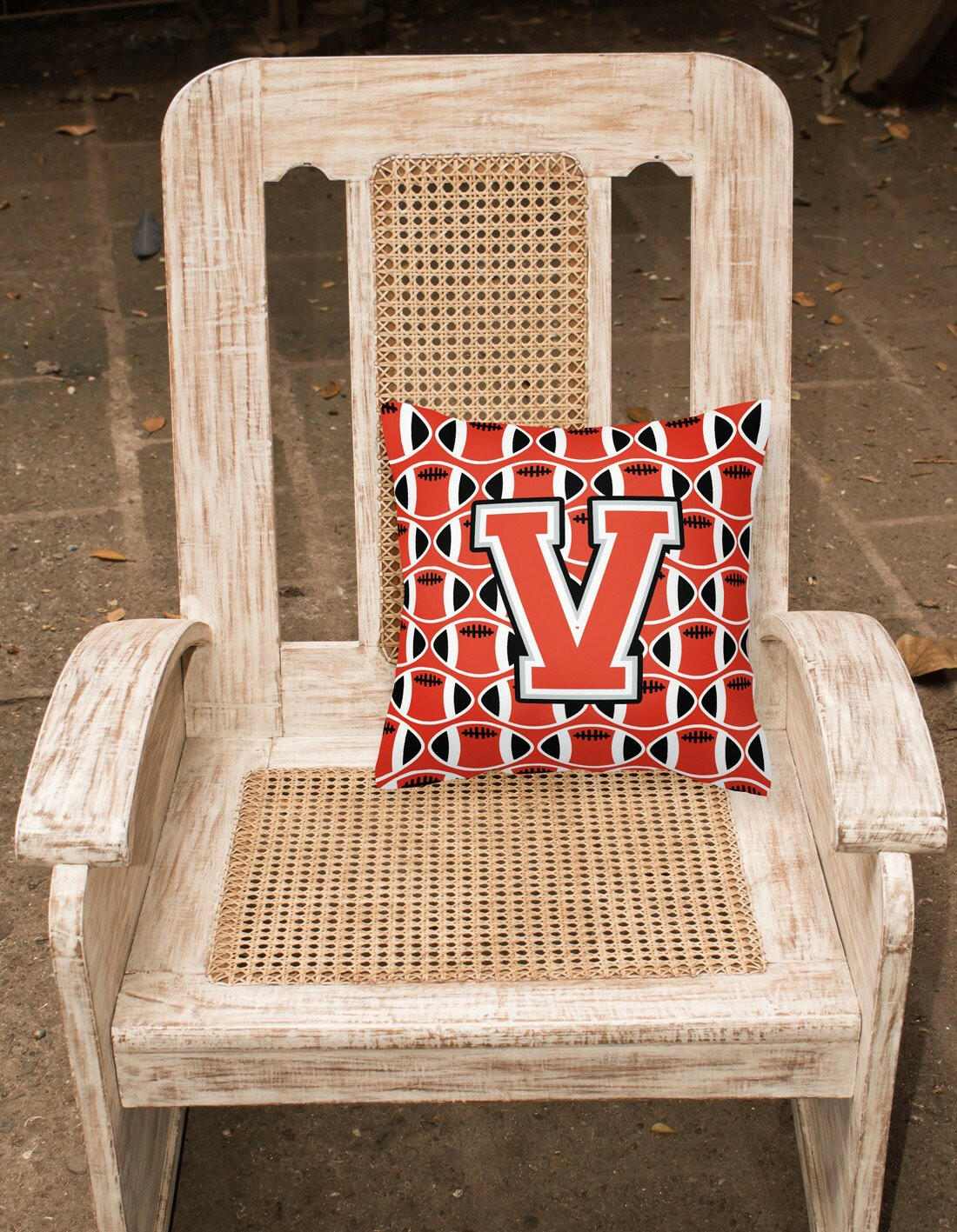 Letter V Football Scarlet and Grey Fabric Decorative Pillow CJ1067-VPW1414 by Caroline's Treasures
