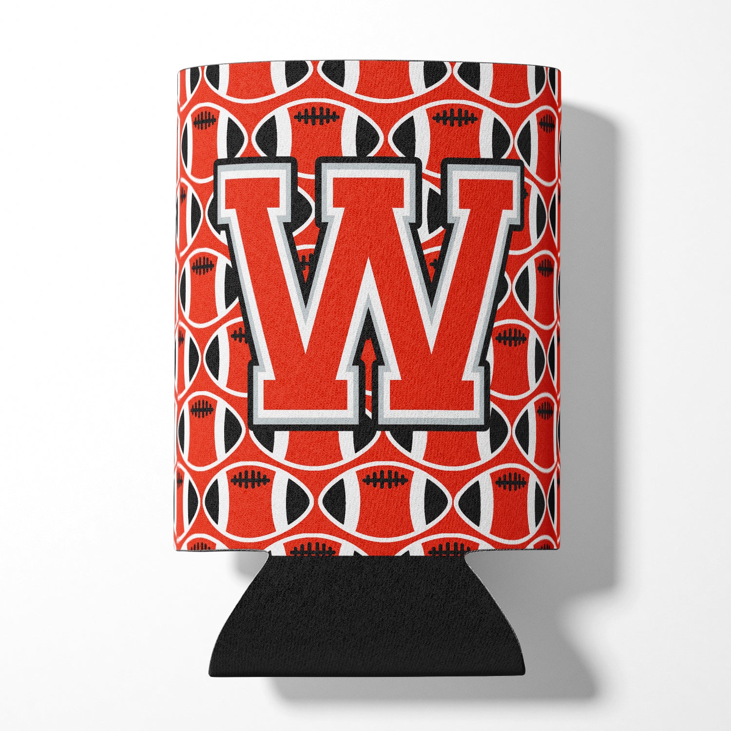 Letter W Football Scarlet and Grey Can or Bottle Hugger CJ1067-WCC.