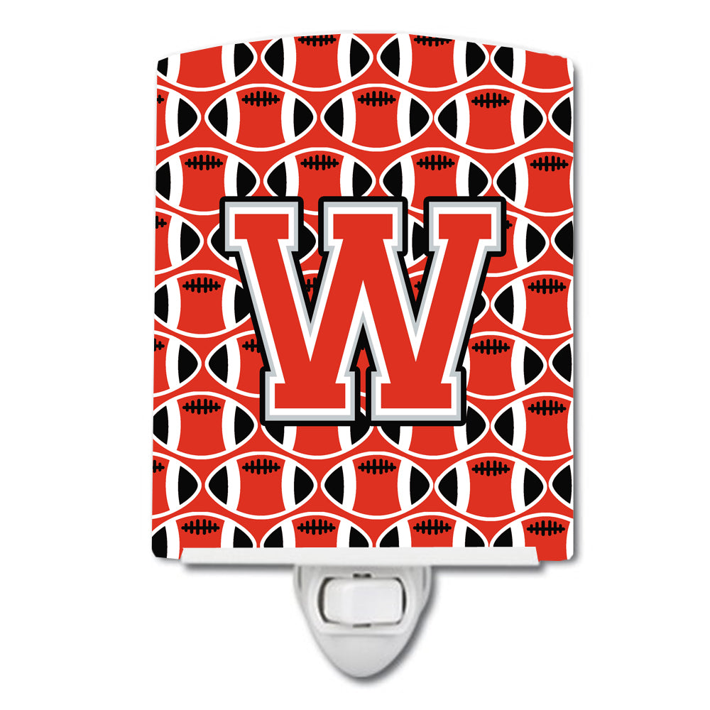Letter W Football Scarlet and Grey Ceramic Night Light CJ1067-WCNL - the-store.com