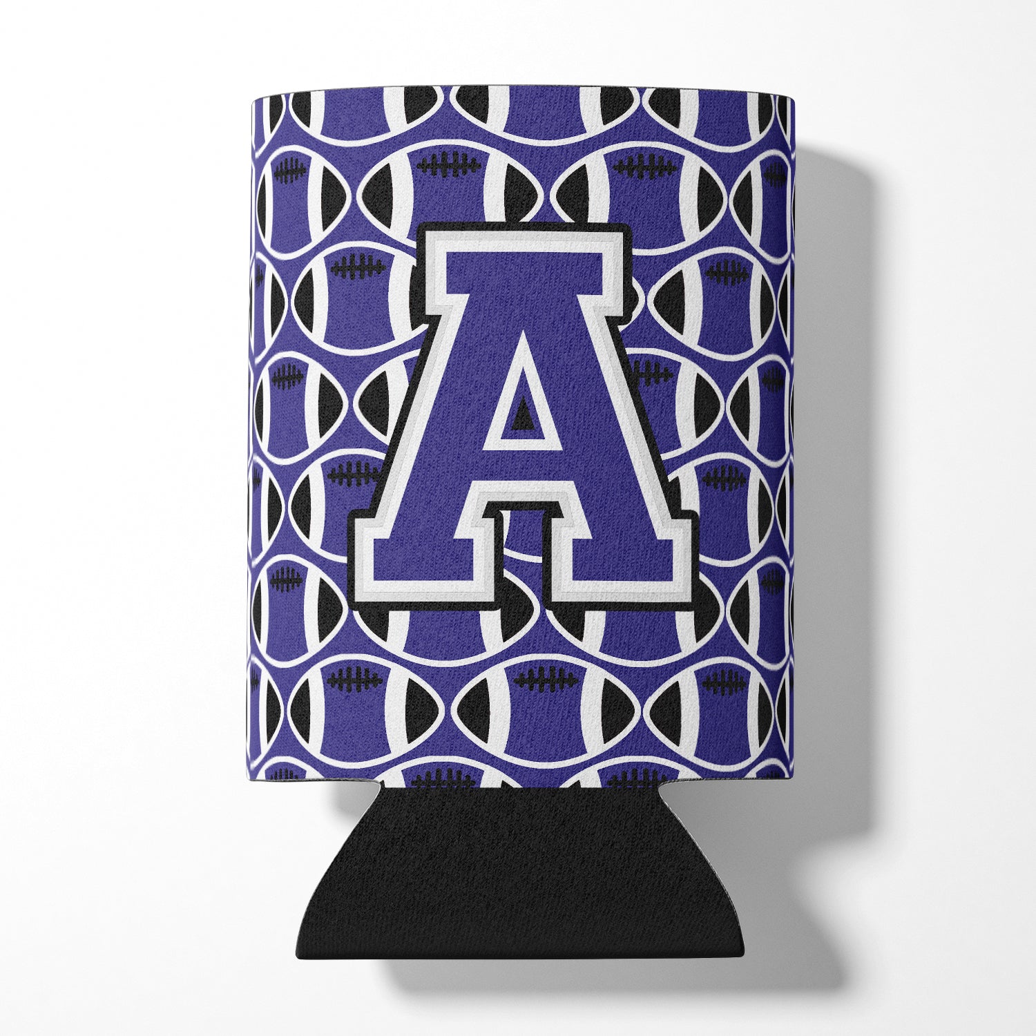 Letter A Football Purple and White Can or Bottle Hugger CJ1068-ACC.