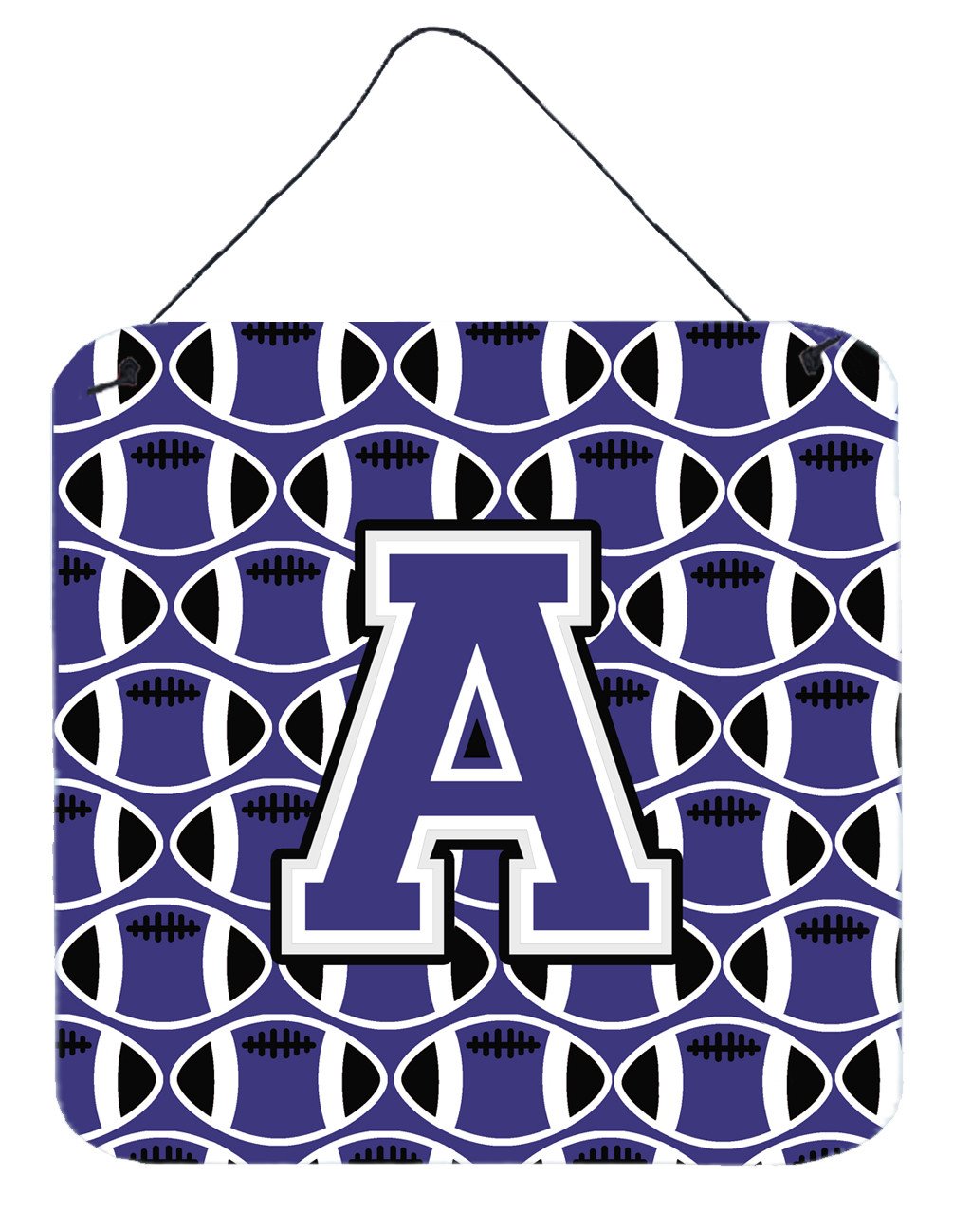 Letter A Football Purple and White Wall or Door Hanging Prints CJ1068-ADS66 by Caroline's Treasures