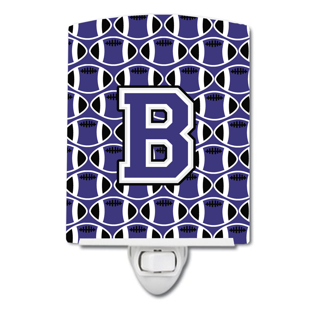 Letter B Football Purple and White Ceramic Night Light CJ1068-BCNL - the-store.com