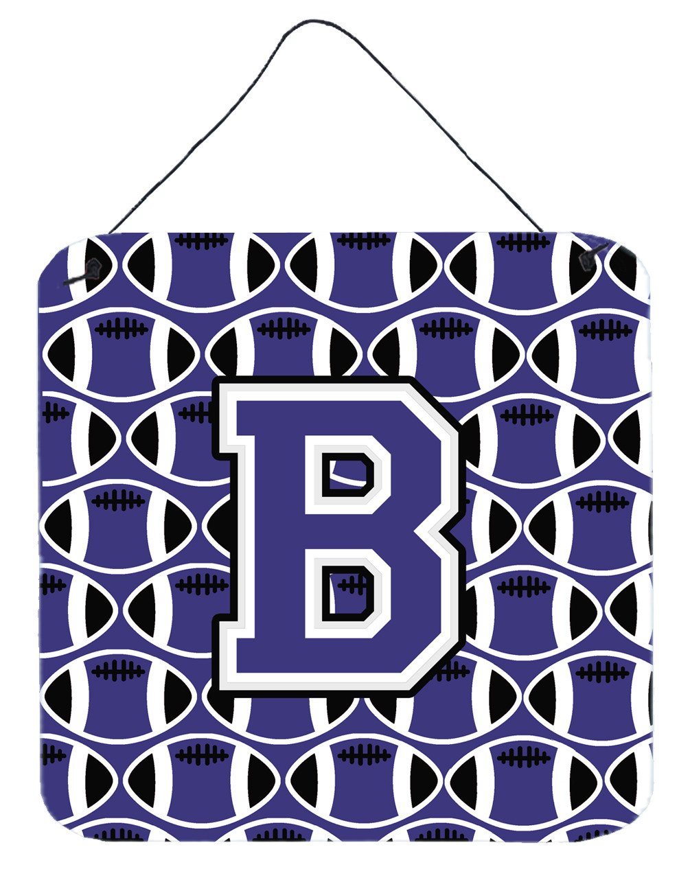 Letter B Football Purple and White Wall or Door Hanging Prints CJ1068-BDS66 by Caroline's Treasures