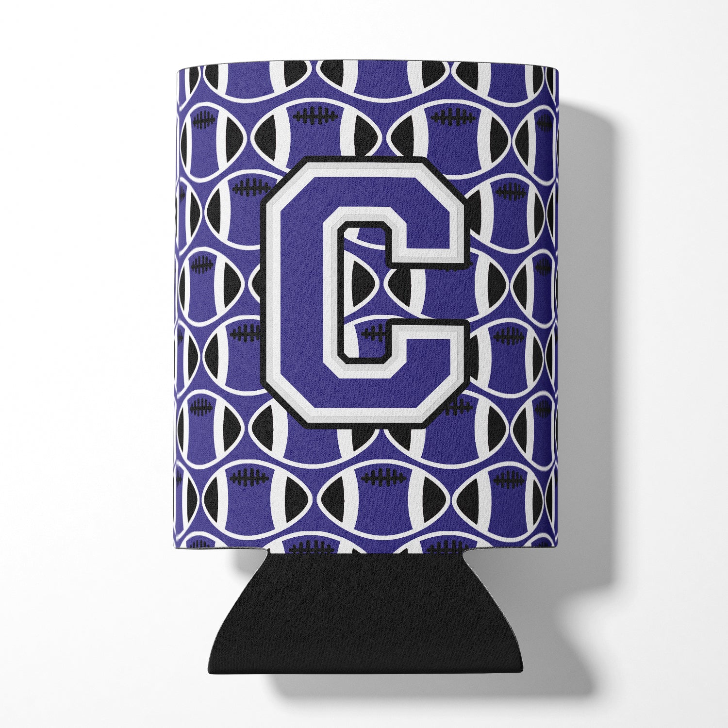 Letter C Football Purple and White Can or Bottle Hugger CJ1068-CCC.