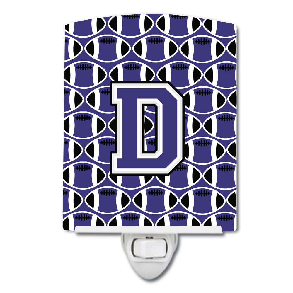 Letter D Football Purple and White Ceramic Night Light CJ1068-DCNL - the-store.com