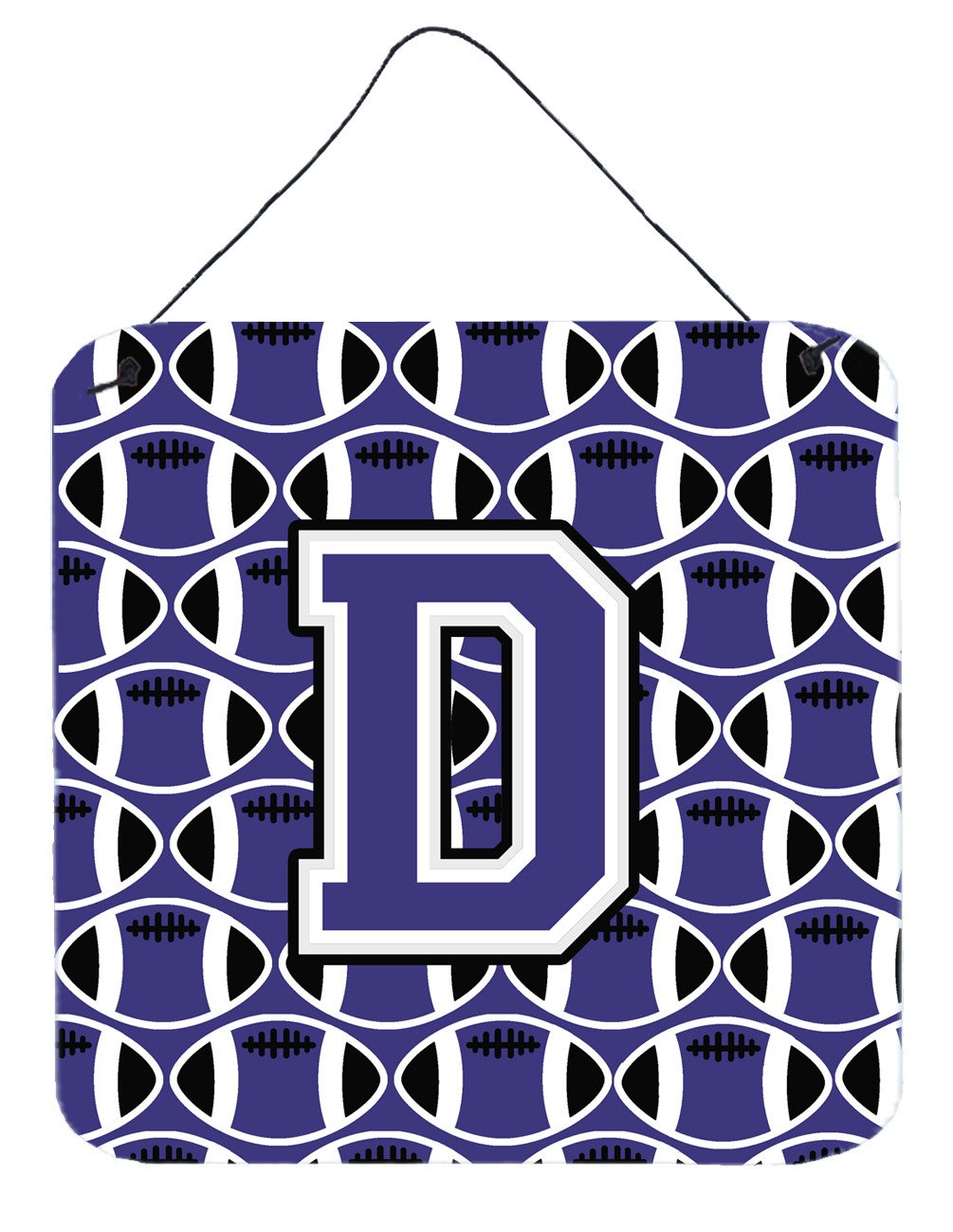 Letter D Football Purple and White Wall or Door Hanging Prints CJ1068-DDS66 by Caroline's Treasures