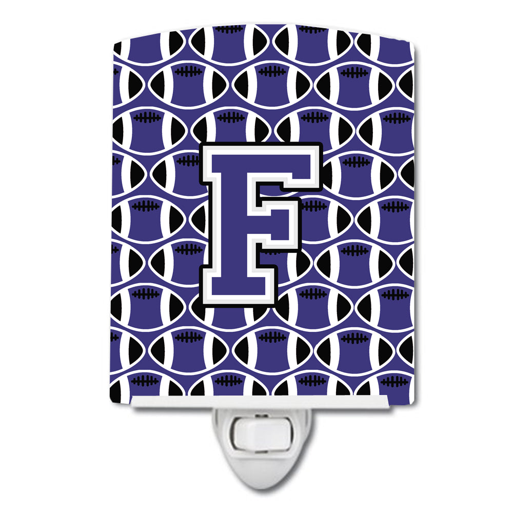 Letter F Football Purple and White Ceramic Night Light CJ1068-FCNL - the-store.com