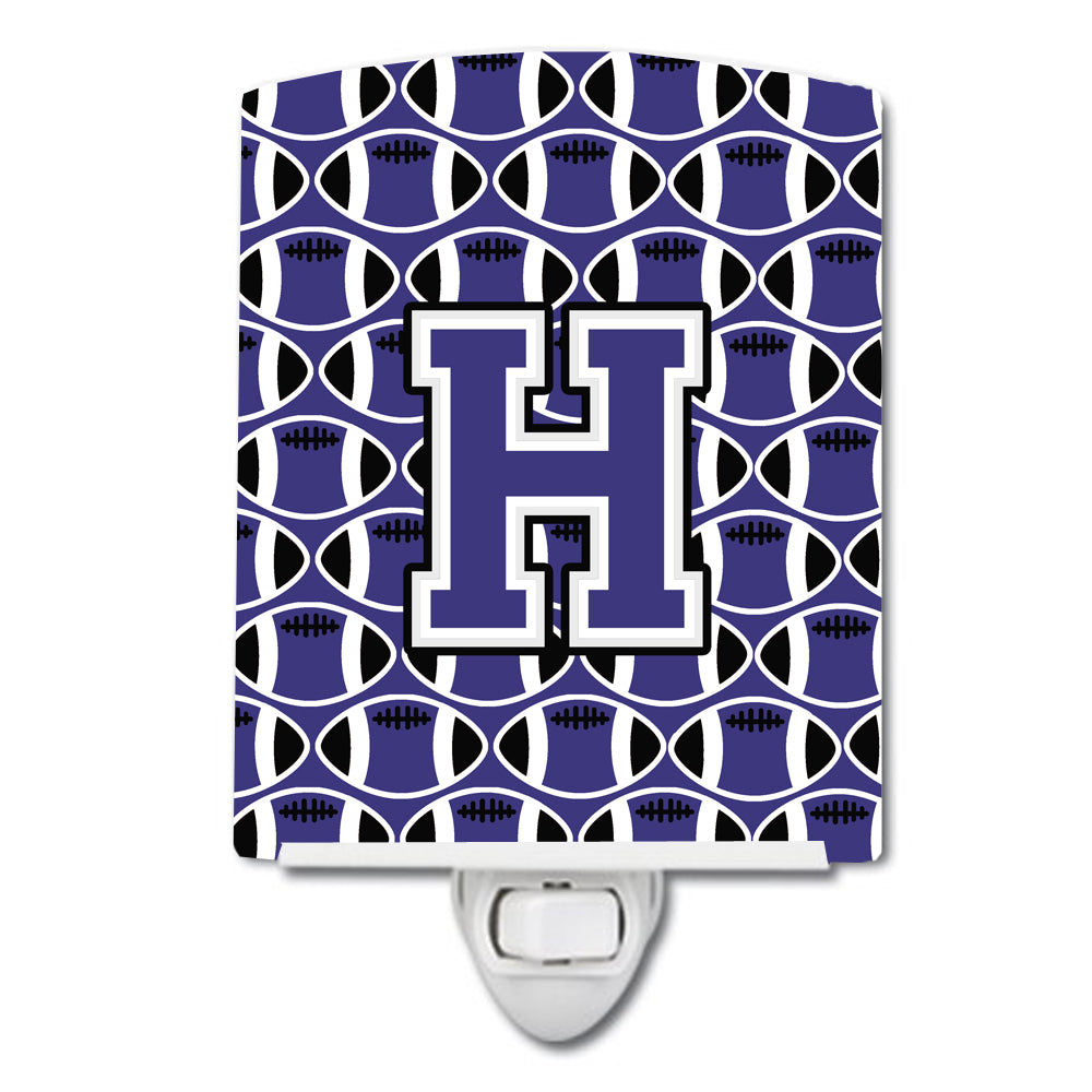 Letter H Football Purple and White Ceramic Night Light CJ1068-HCNL - the-store.com