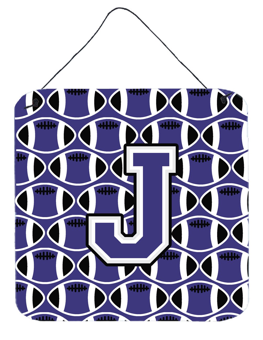 Letter J Football Purple and White Wall or Door Hanging Prints CJ1068-JDS66 by Caroline's Treasures