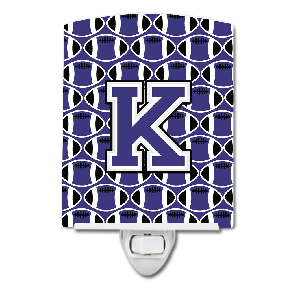Letter K Football Purple and White Ceramic Night Light CJ1068-KCNL - the-store.com