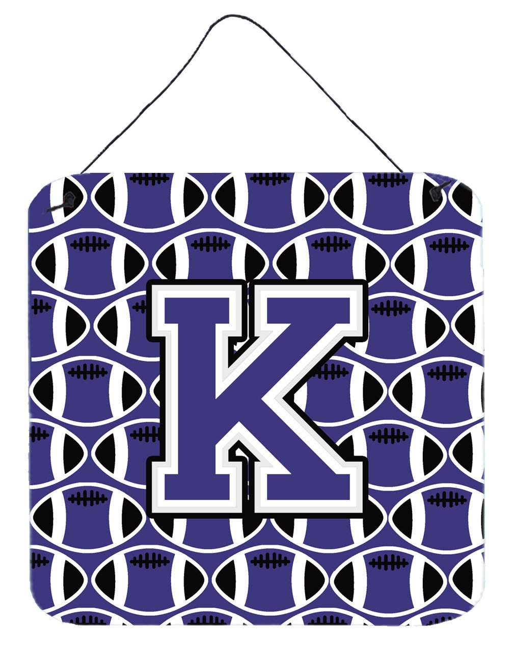Letter K Football Purple and White Wall or Door Hanging Prints CJ1068-KDS66 by Caroline's Treasures