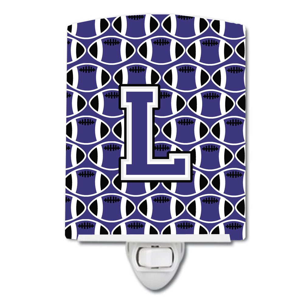 Letter L Football Purple and White Ceramic Night Light CJ1068-LCNL - the-store.com
