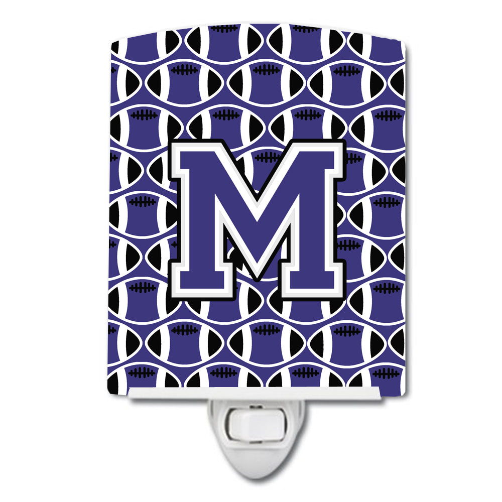 Letter M Football Purple and White Ceramic Night Light CJ1068-MCNL - the-store.com