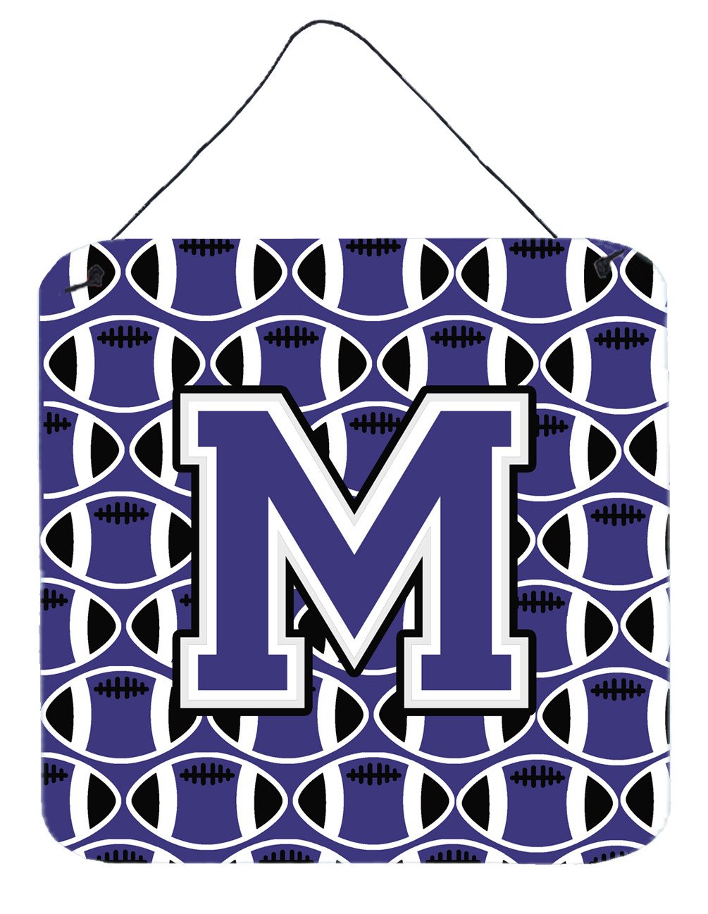 Letter M Football Purple and White Wall or Door Hanging Prints CJ1068-MDS66 by Caroline's Treasures