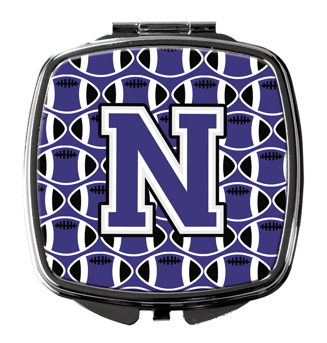 Letter N Football Purple and White Compact Mirror CJ1068-NSCM