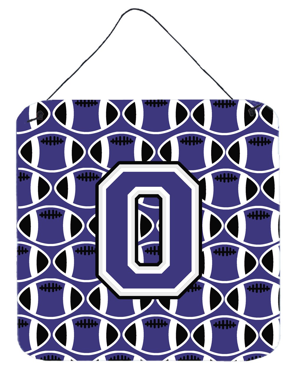 Letter O Football Purple and White Wall or Door Hanging Prints CJ1068-ODS66 by Caroline's Treasures