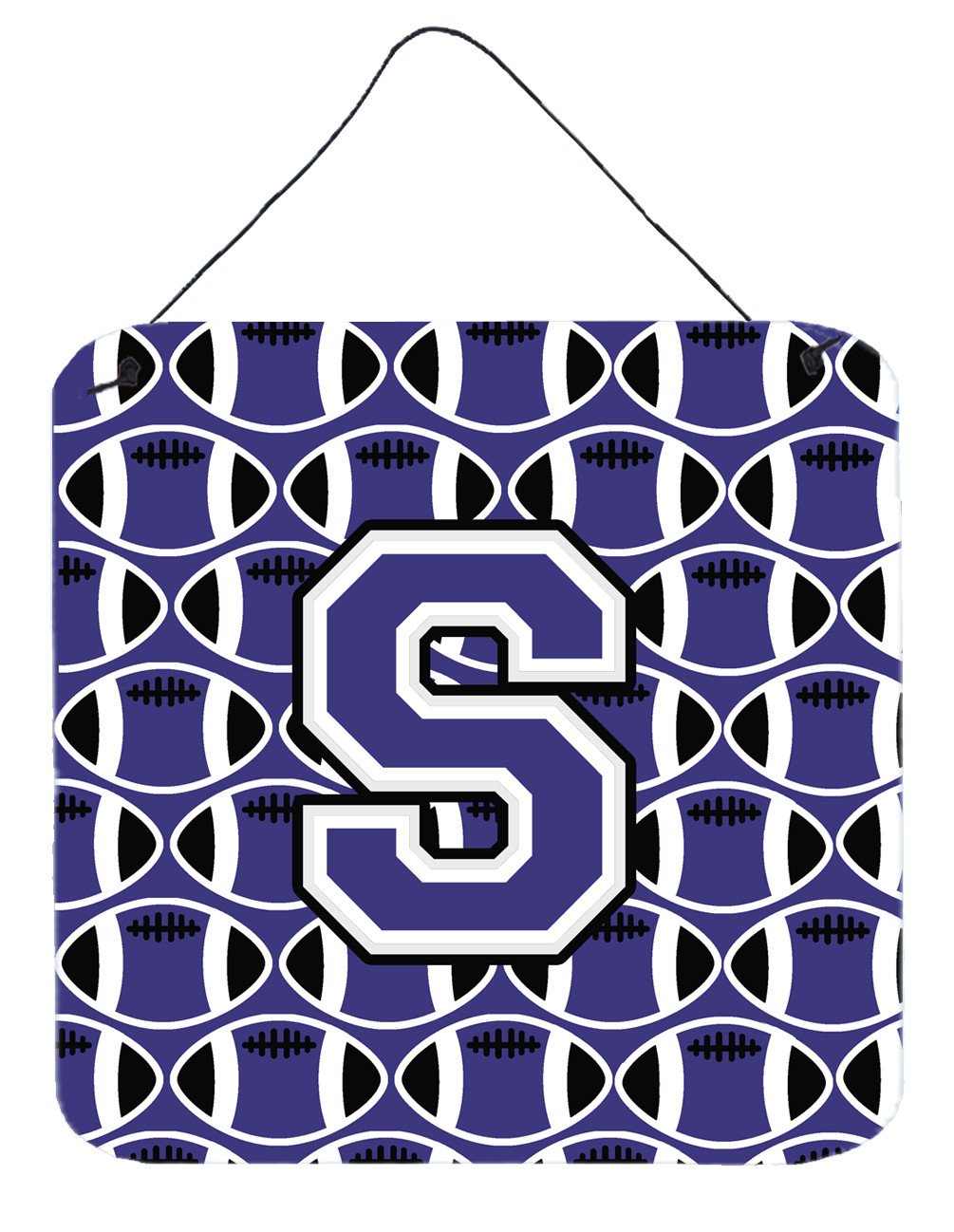 Letter S Football Purple and White Wall or Door Hanging Prints CJ1068-SDS66 by Caroline's Treasures
