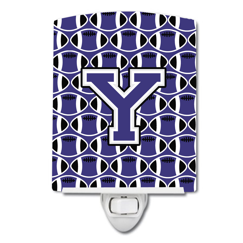 Letter Y Football Purple and White Ceramic Night Light CJ1068-YCNL - the-store.com