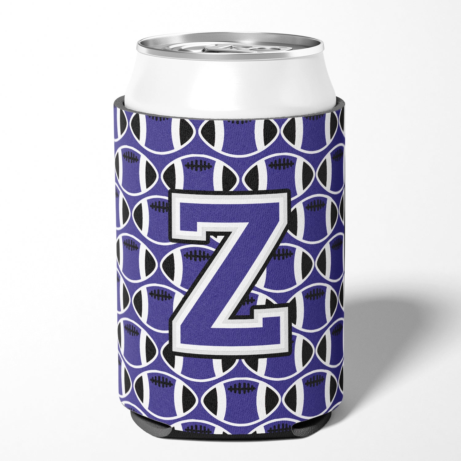 Letter Z Football Purple and White Can or Bottle Hugger CJ1068-ZCC.