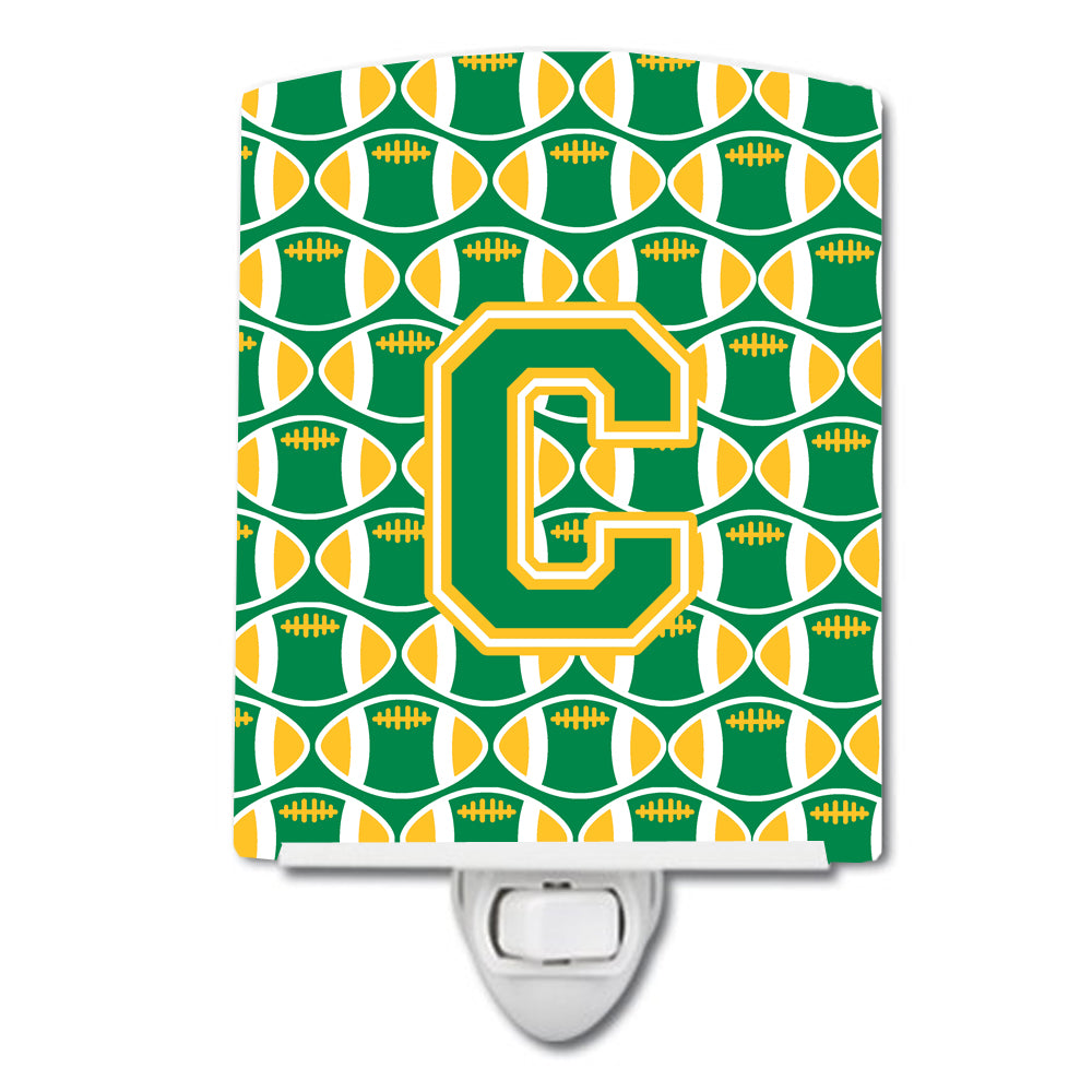 Letter C Football Green and Gold Ceramic Night Light CJ1069-CCNL - the-store.com