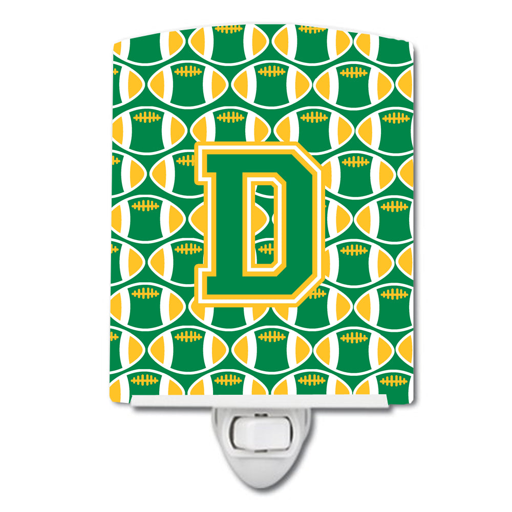 Letter D Football Green and Gold Ceramic Night Light CJ1069-DCNL - the-store.com