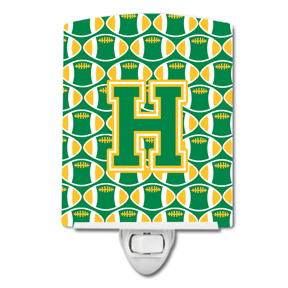 Letter H Football Green and Gold Ceramic Night Light CJ1069-HCNL - the-store.com