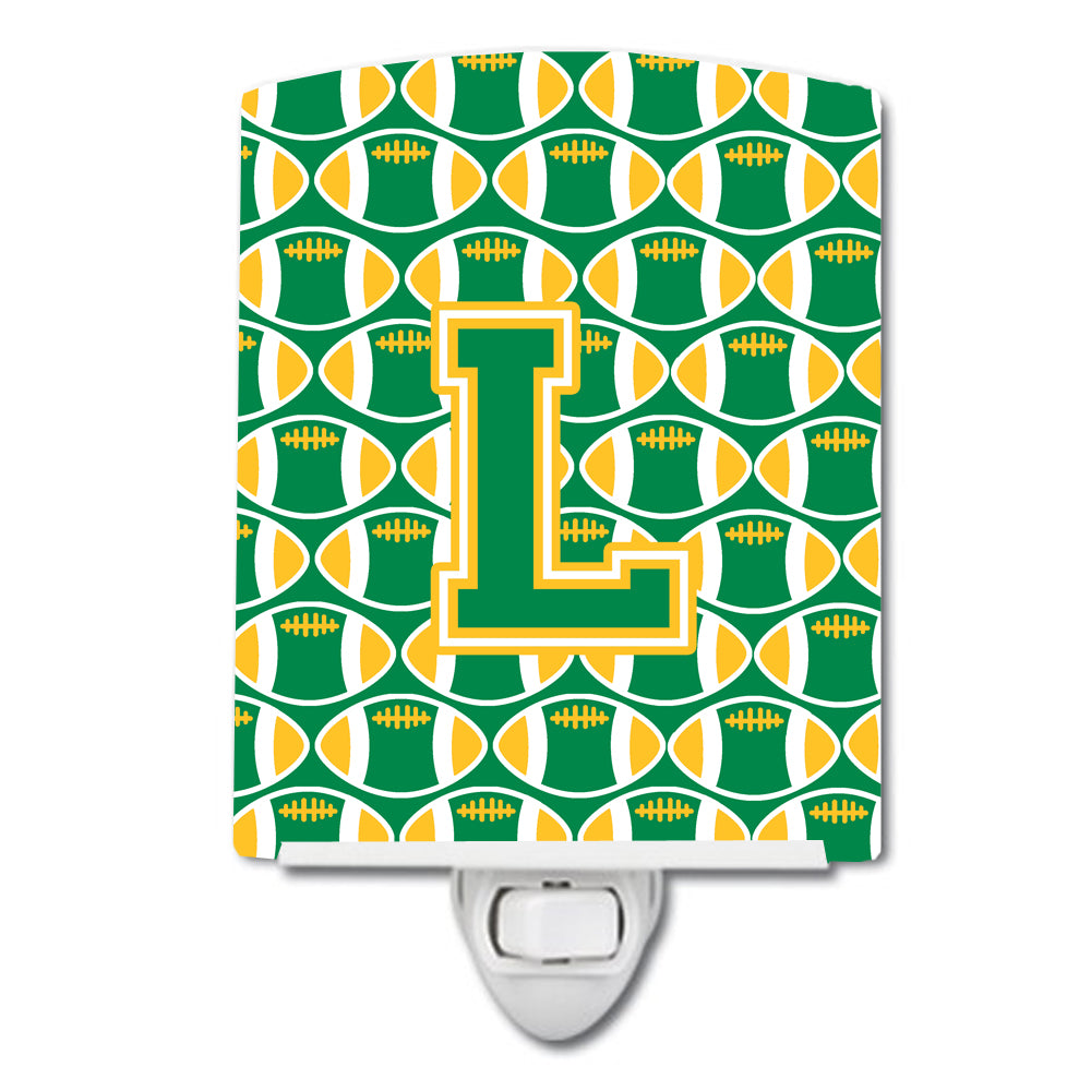 Letter L Football Green and Gold Ceramic Night Light CJ1069-LCNL - the-store.com