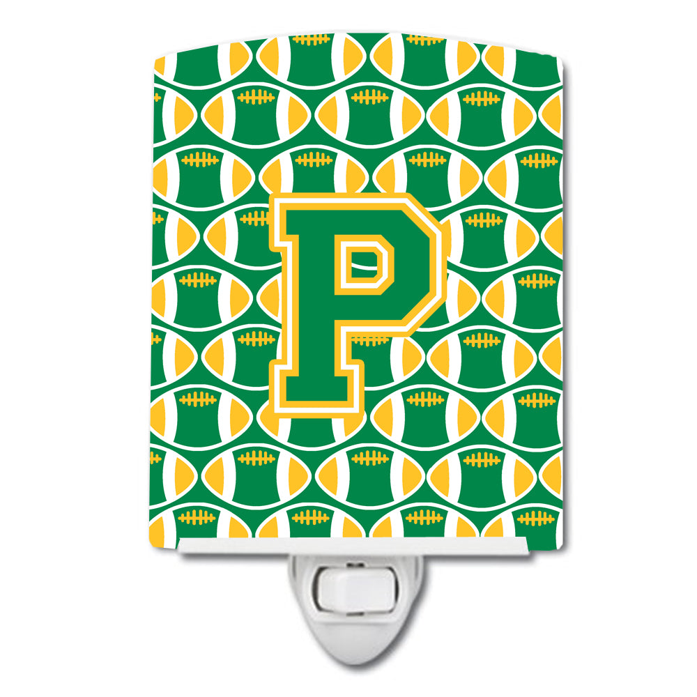 Letter P Football Green and Gold Ceramic Night Light CJ1069-PCNL - the-store.com
