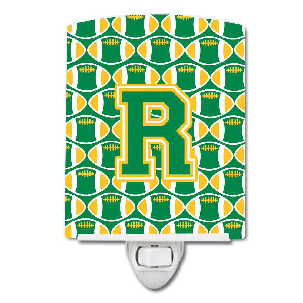 Letter R Football Green and Gold Ceramic Night Light CJ1069-RCNL - the-store.com