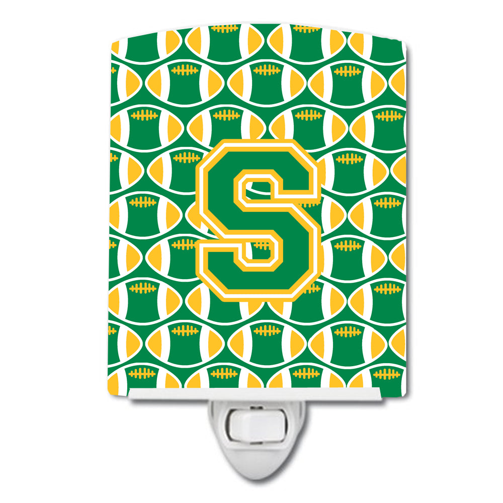 Letter S Football Green and Gold Ceramic Night Light CJ1069-SCNL - the-store.com