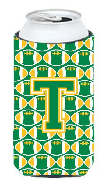 Letter T Football Green and Gold Tall Boy Beverage Insulator Hugger CJ1069-TTBC by Caroline's Treasures