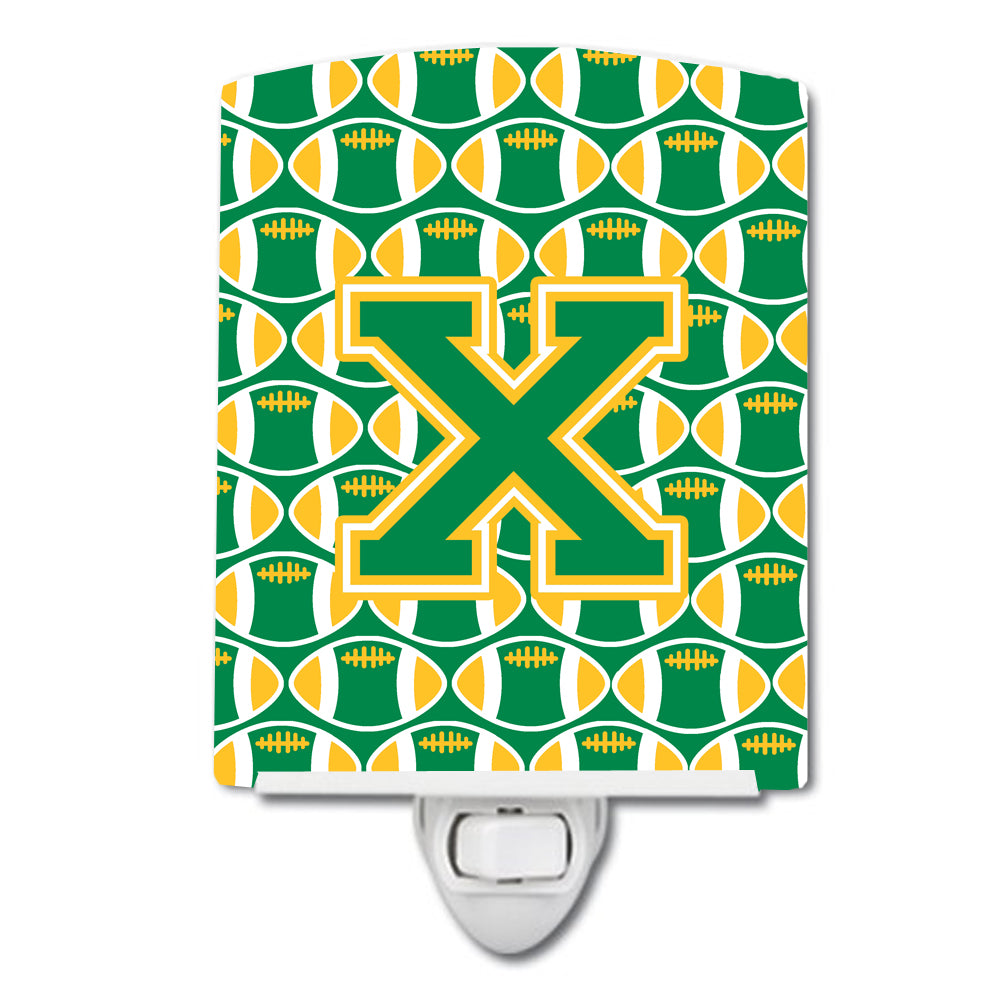 Letter X Football Green and Gold Ceramic Night Light CJ1069-XCNL - the-store.com