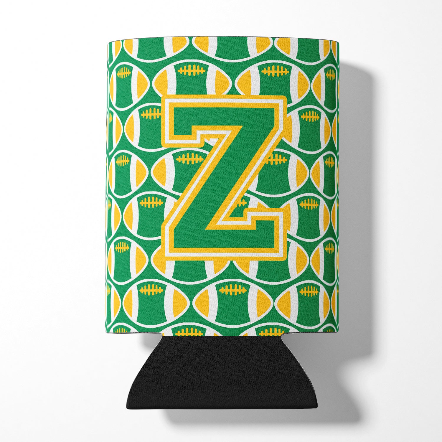Letter Z Football Green and Gold Can or Bottle Hugger CJ1069-ZCC.