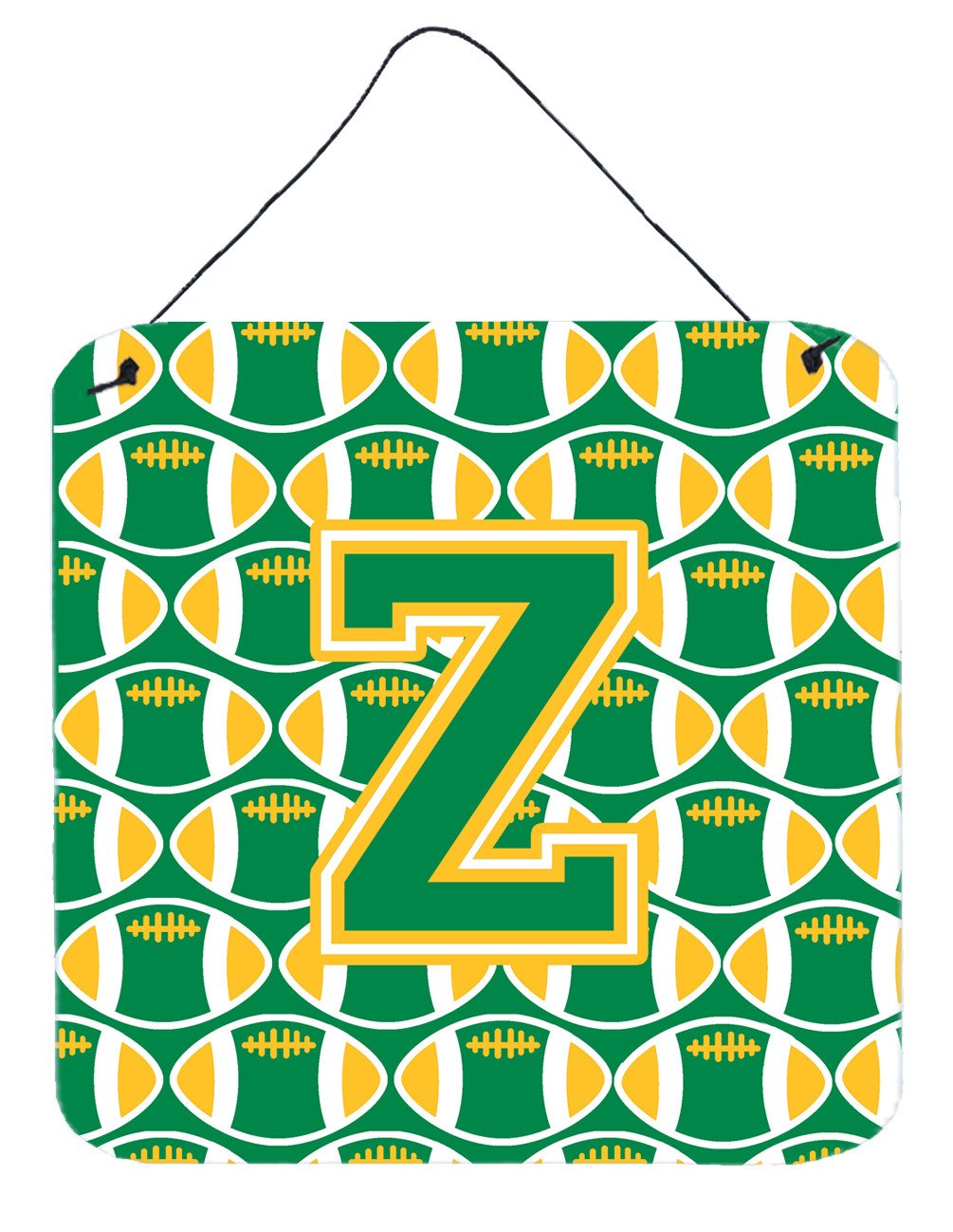 Letter Z Football Green and Gold Wall or Door Hanging Prints CJ1069-ZDS66 by Caroline's Treasures