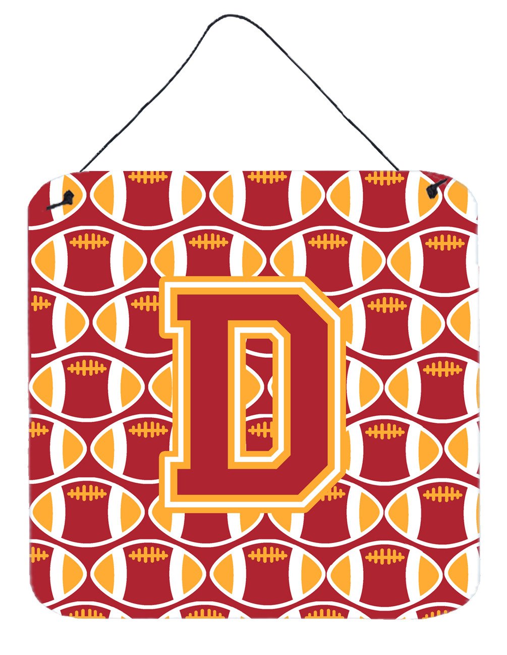 Letter D Football Cardinal and Gold Wall or Door Hanging Prints CJ1070-DDS66 by Caroline's Treasures