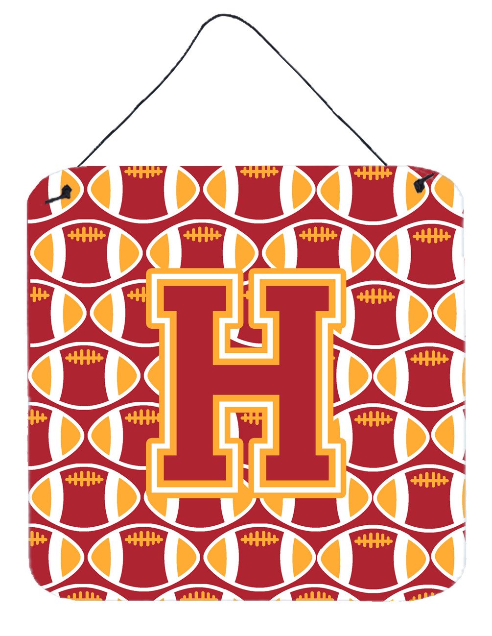 Letter H Football Cardinal and Gold Wall or Door Hanging Prints CJ1070-HDS66 by Caroline's Treasures