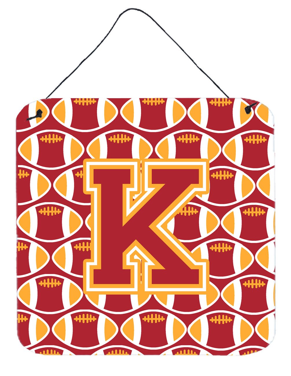 Letter K Football Cardinal and Gold Wall or Door Hanging Prints CJ1070-KDS66 by Caroline's Treasures
