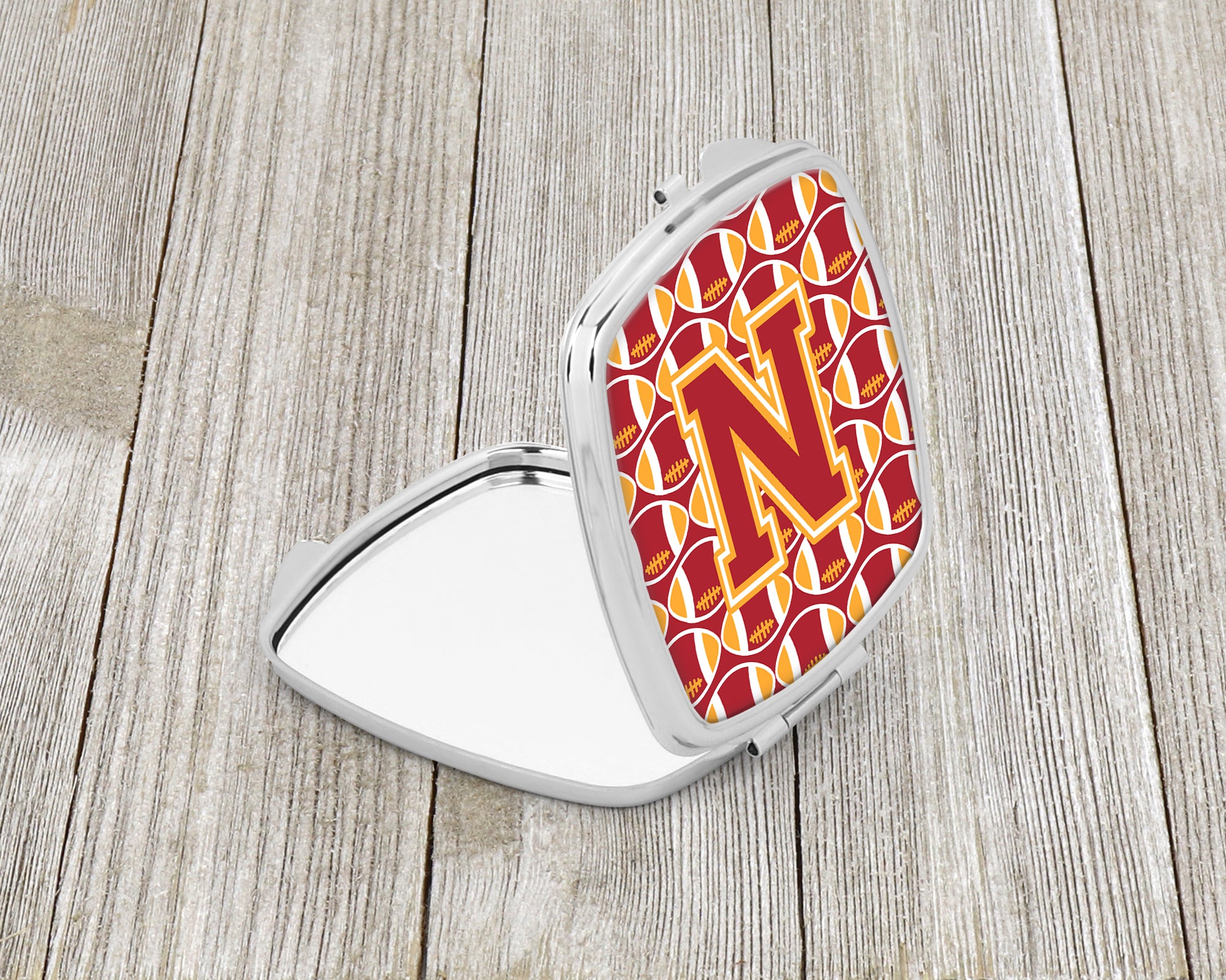 Letter N Football Cardinal and Gold Compact Mirror CJ1070-NSCM