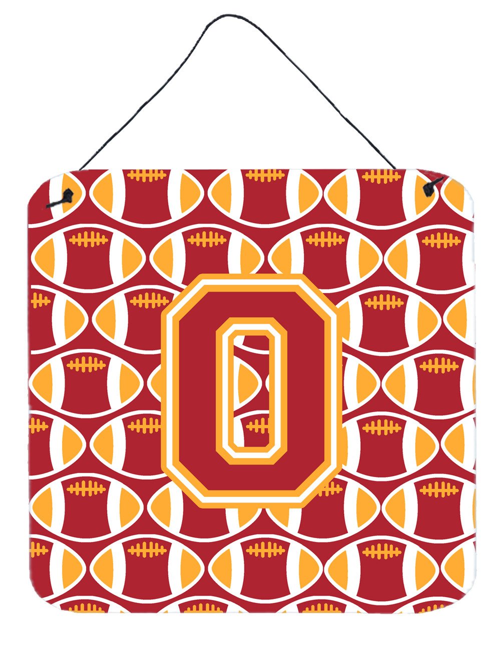 Letter O Football Cardinal and Gold Wall or Door Hanging Prints CJ1070-ODS66 by Caroline's Treasures