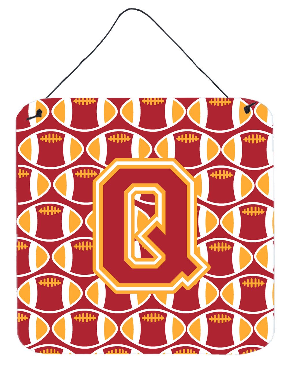 Letter Q Football Cardinal and Gold Wall or Door Hanging Prints CJ1070-QDS66 by Caroline's Treasures