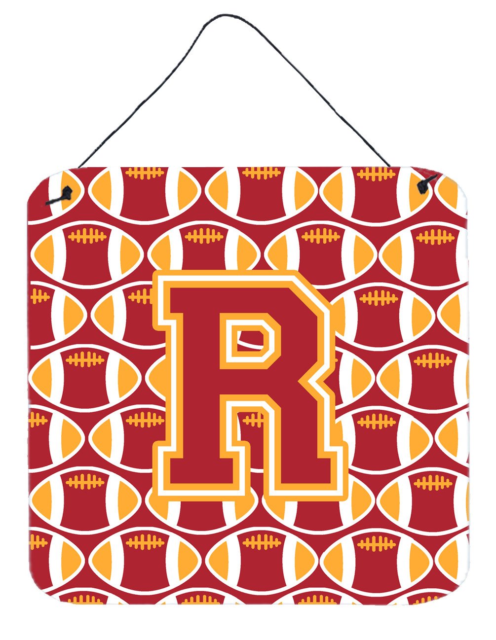 Letter R Football Cardinal and Gold Wall or Door Hanging Prints CJ1070-RDS66 by Caroline's Treasures