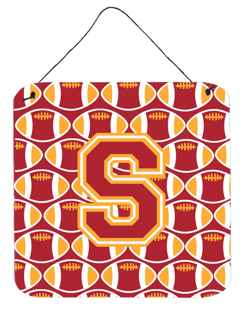 Letter S Football Cardinal and Gold Wall or Door Hanging Prints CJ1070-SDS66 by Caroline's Treasures