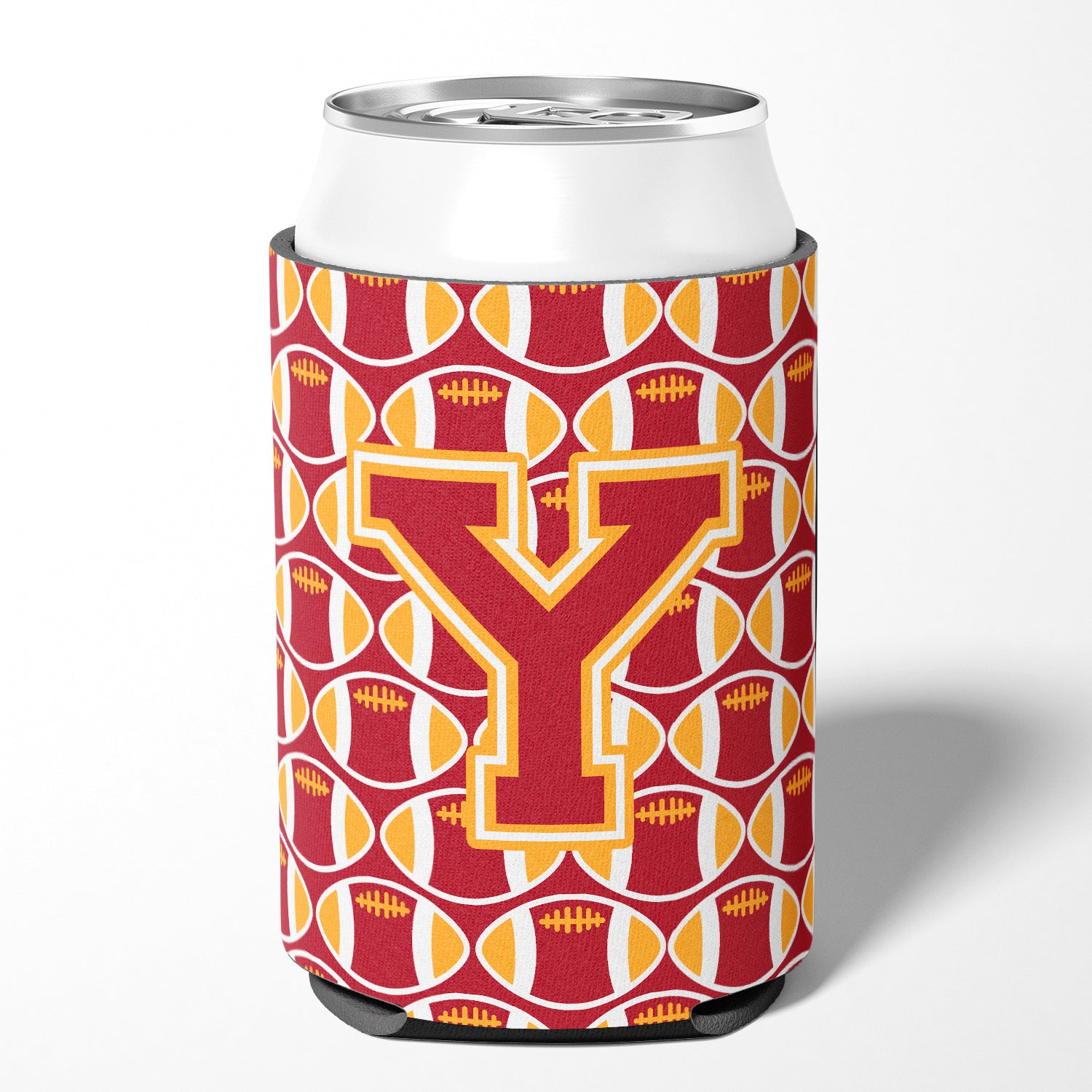 Letter Y Football Cardinal and Gold Can or Bottle Hugger CJ1070-YCC.