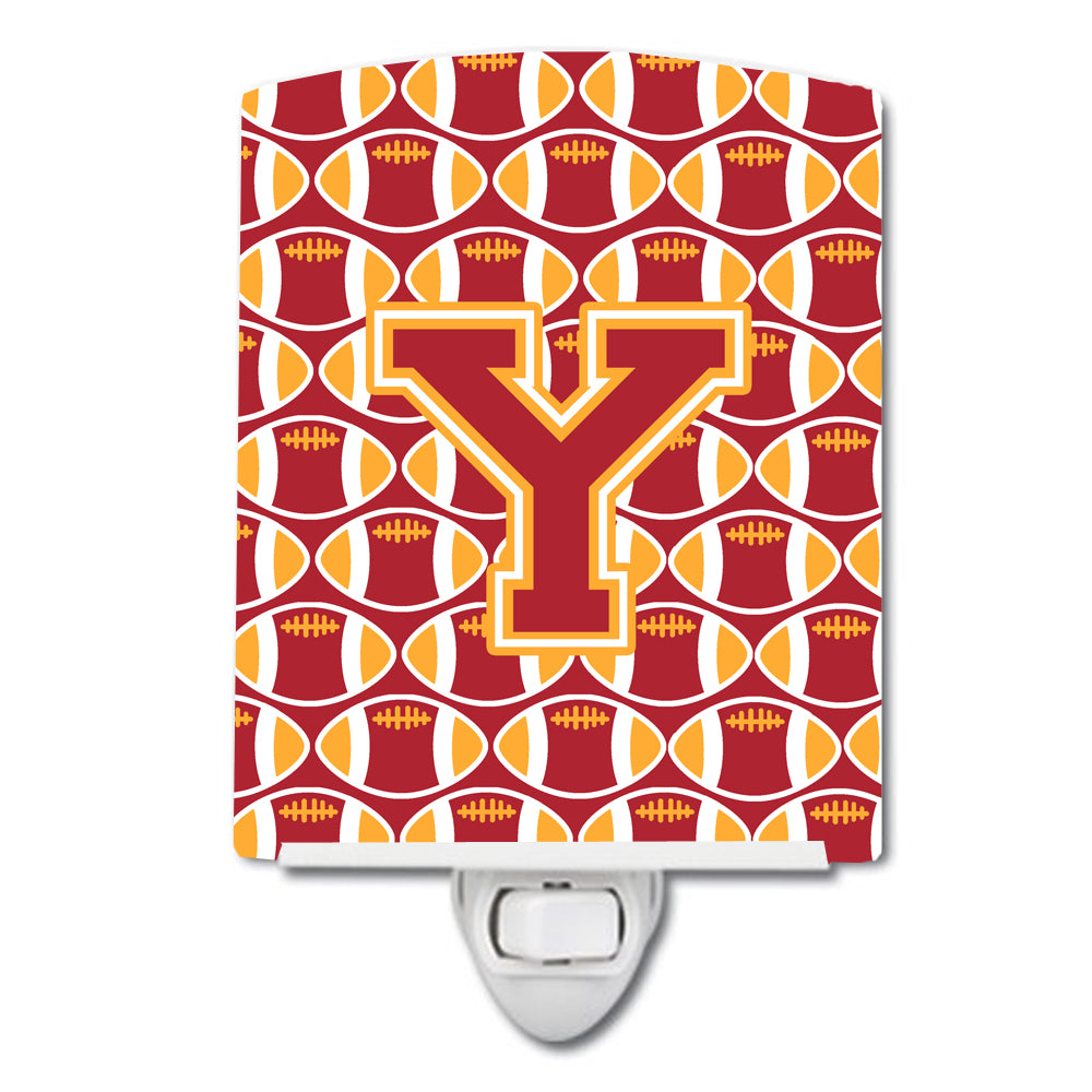 Letter Y Football Cardinal and Gold Ceramic Night Light CJ1070-YCNL - the-store.com