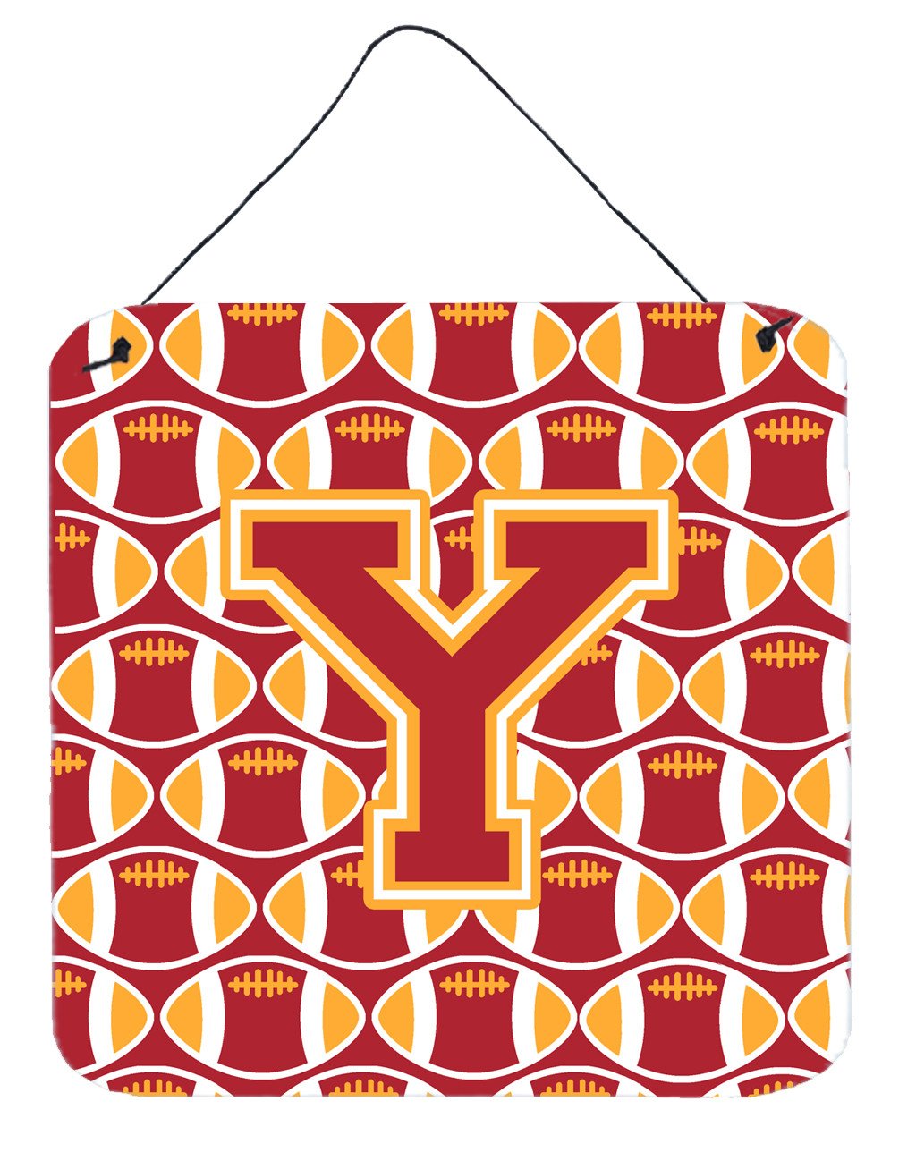 Letter Y Football Cardinal and Gold Wall or Door Hanging Prints CJ1070-YDS66 by Caroline's Treasures