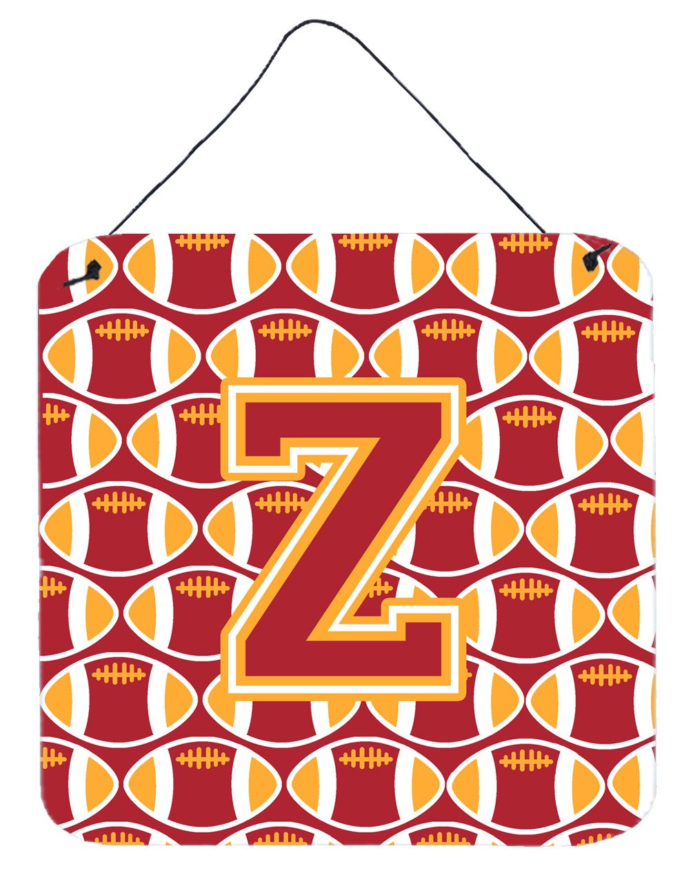 Letter Z Football Cardinal and Gold Wall or Door Hanging Prints CJ1070-ZDS66 by Caroline's Treasures