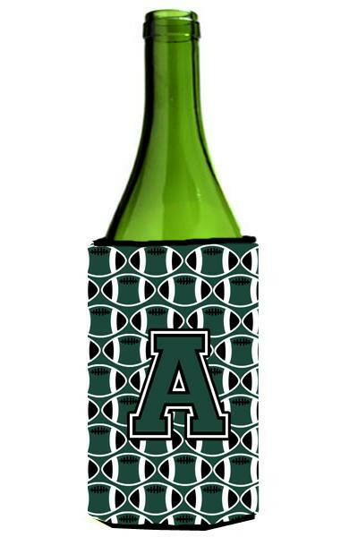 Letter A Football Green and White Wine Bottle Beverage Insulator Hugger CJ1071-ALITERK by Caroline's Treasures