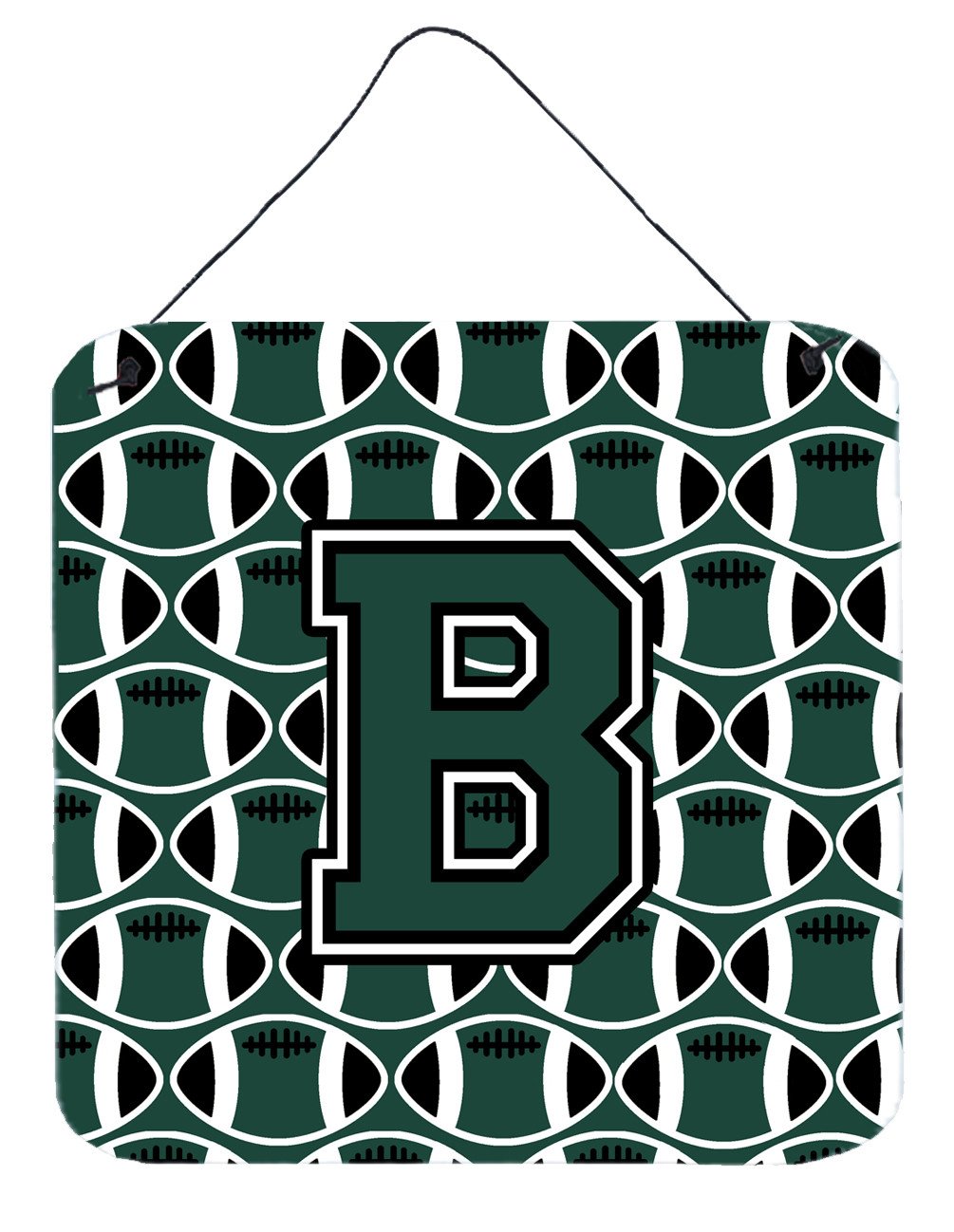 Letter B Football Green and White Wall or Door Hanging Prints CJ1071-BDS66 by Caroline's Treasures